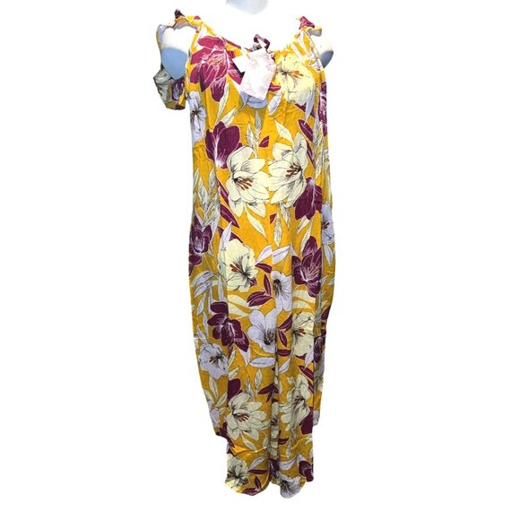 Band of the Free NWT Euphoria Gold Floral Wide Leg Jumpsuit Sz Small Womens Yell - Picture 5 of 14